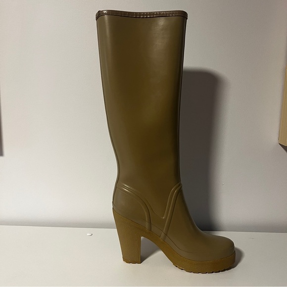 Tan Hunter Lonny High Heel Platform Rubber Rain Boot - Picture 8 of 15